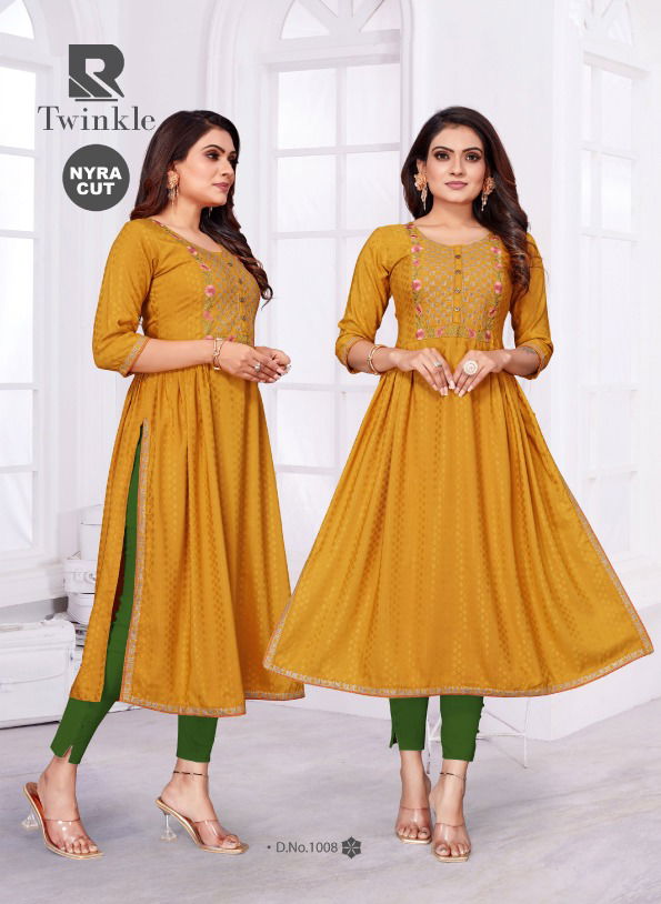 Raashi Twinkle Fancy Designer Wear Wholesale Embroidery Kurtis Catalog